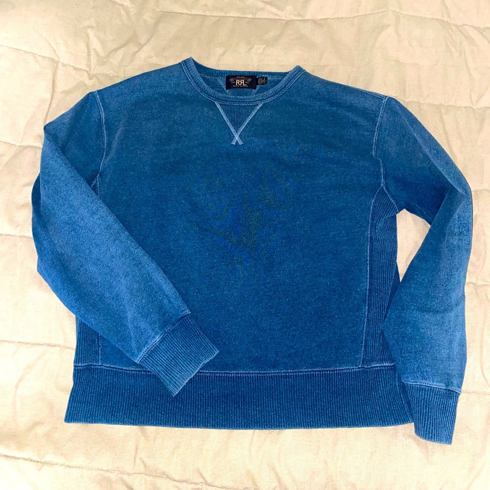 Double RL indigo crew neck sweater